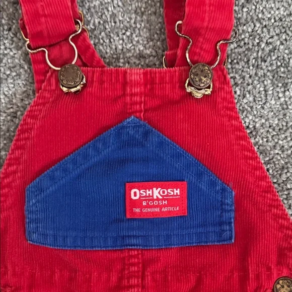Vintage OshKosh B'gosh Red and Blue Kids Overalls - Picture 2 of 5